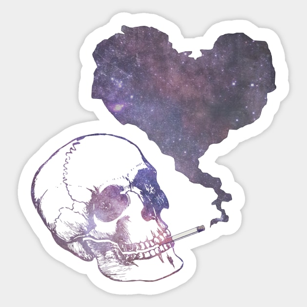 Smoking galaxy skull Sticker by Simonpeters98